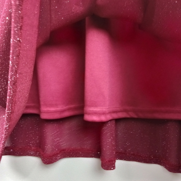 NWOT SHEIN Curve V Neck Dress w/ Tie Shoulder detail in Glitter Burgundy Sz. 4XL - Picture 6 of 14